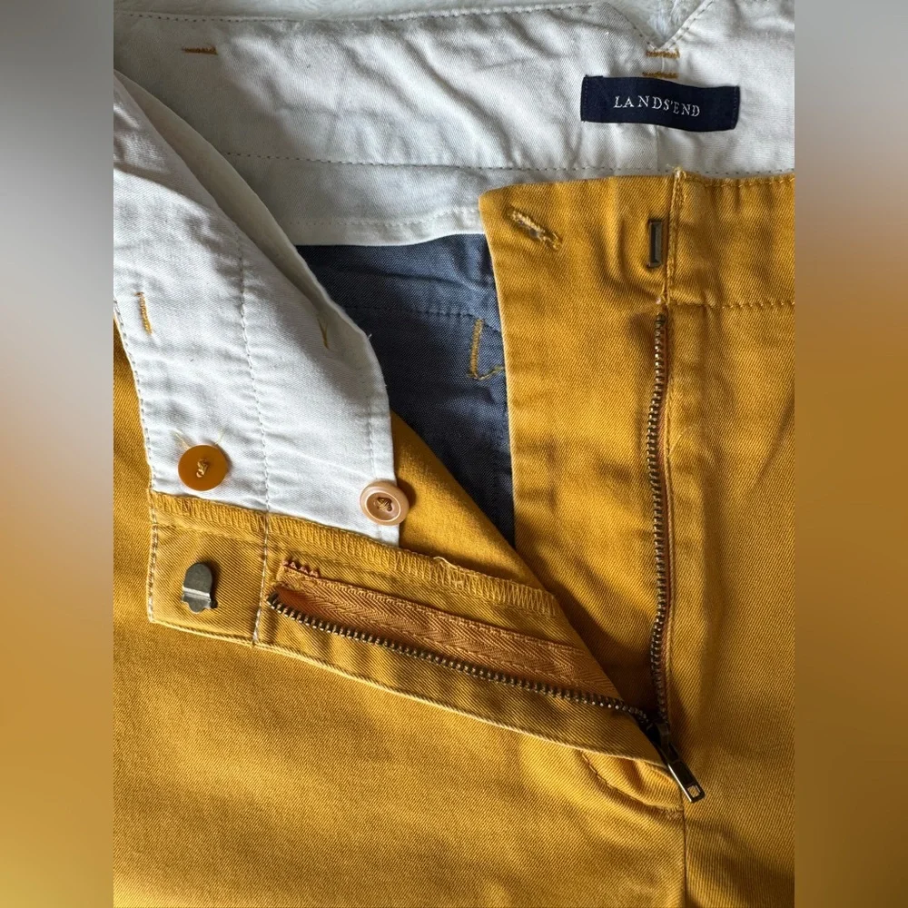 Lands' End Women's Mustard Mid-Rise Straight-Leg Pants